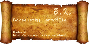 Borsenszky Karméla névjegykártya